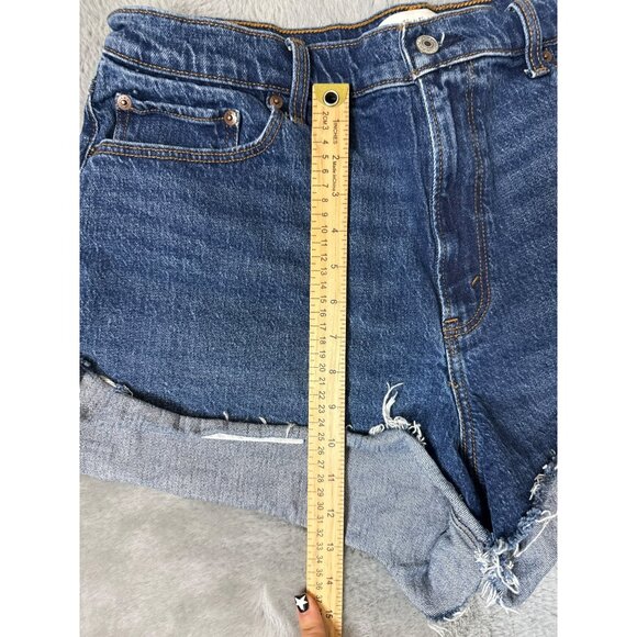 Abercrombie & Fitch The Mom Short High Rise 33/16 Curve Love Med Wash Cut Offs - Picture 4 of 8